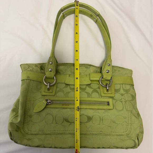 COACH medium size shoulder bag Chartreuse/Blue - Picture 5 of 12